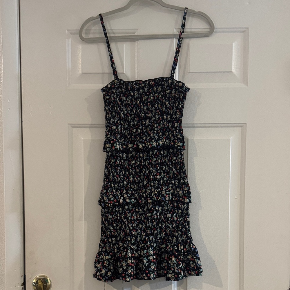 Blush Floral Black Dress
